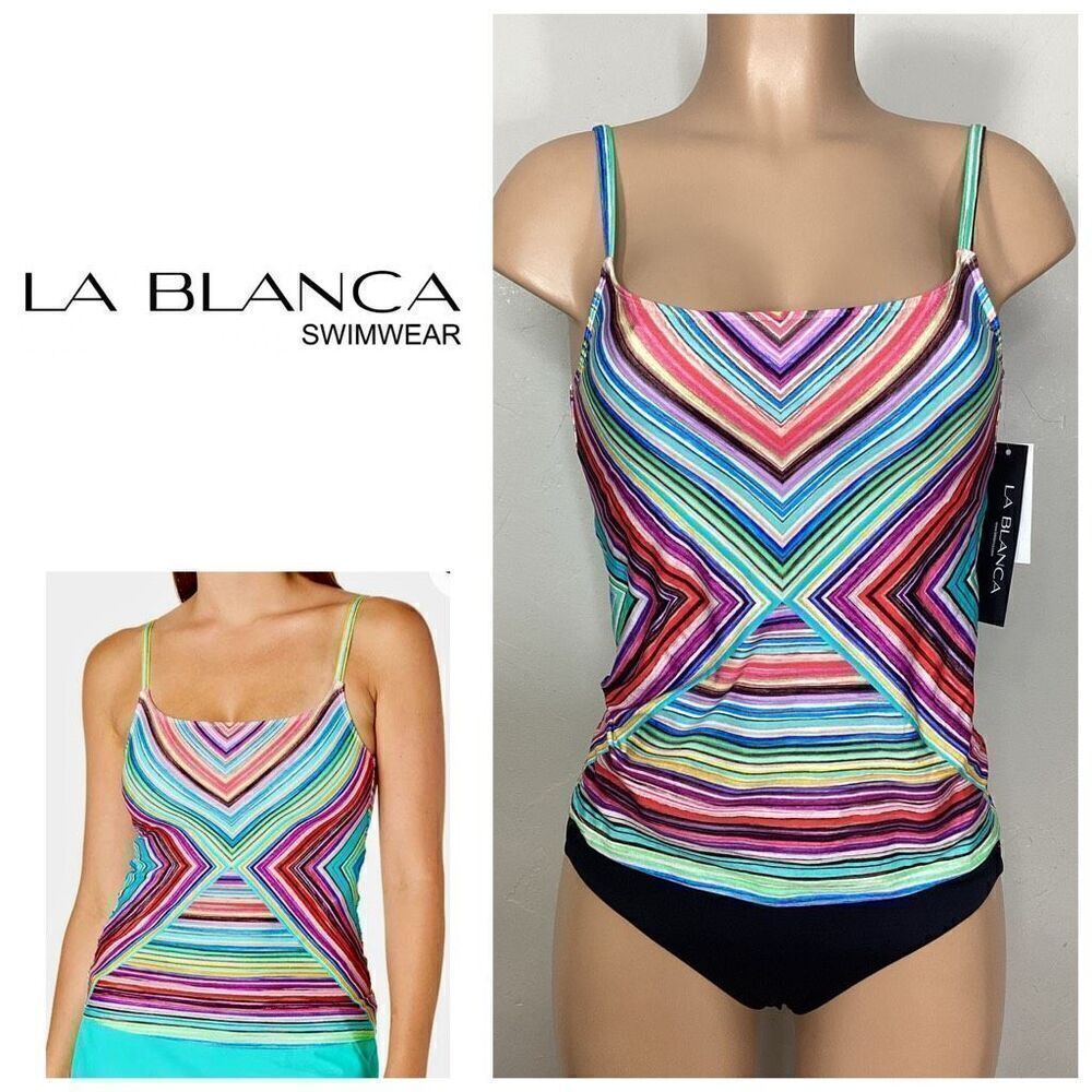 New. La Blanca stripe tankini top. 8. Retails $99